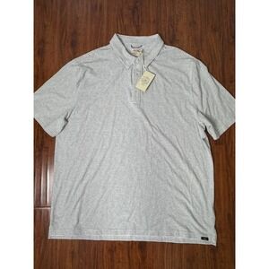 NWT Faherty Shirt Men's 2XL Grey White Stripe S/S Movement Polo